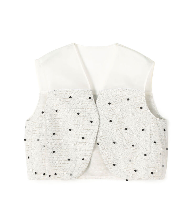 ラッピングツイード Vカラーショートジレ