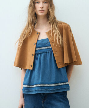 ラインエンブロイダリー ペプラムキャミソール