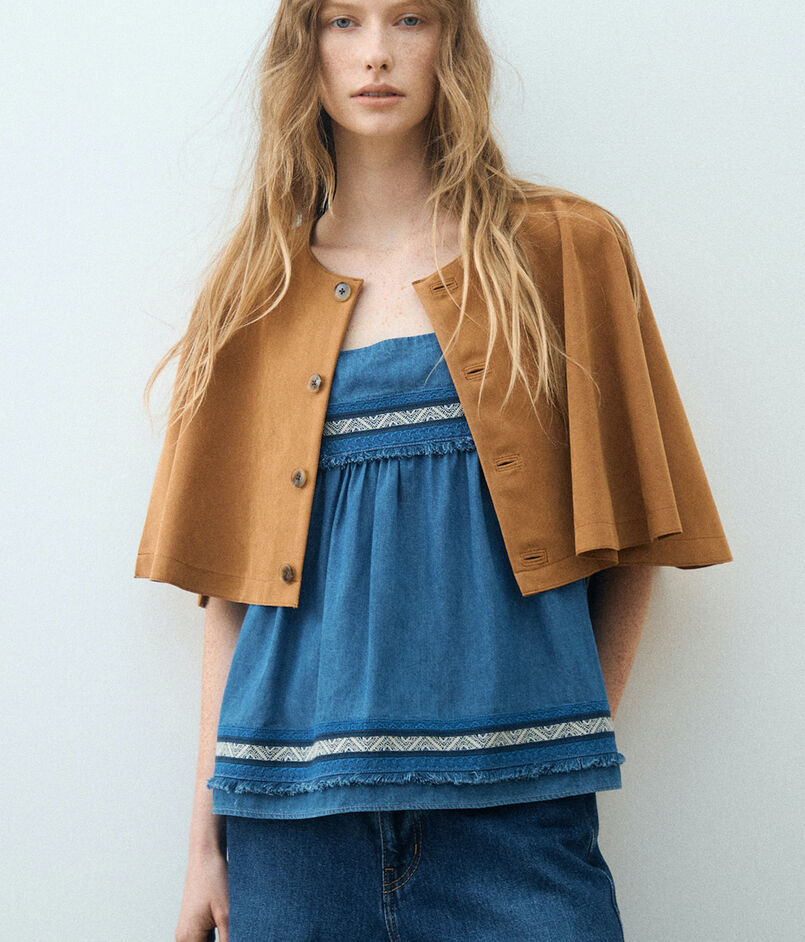 ラインエンブロイダリー ペプラムキャミソール