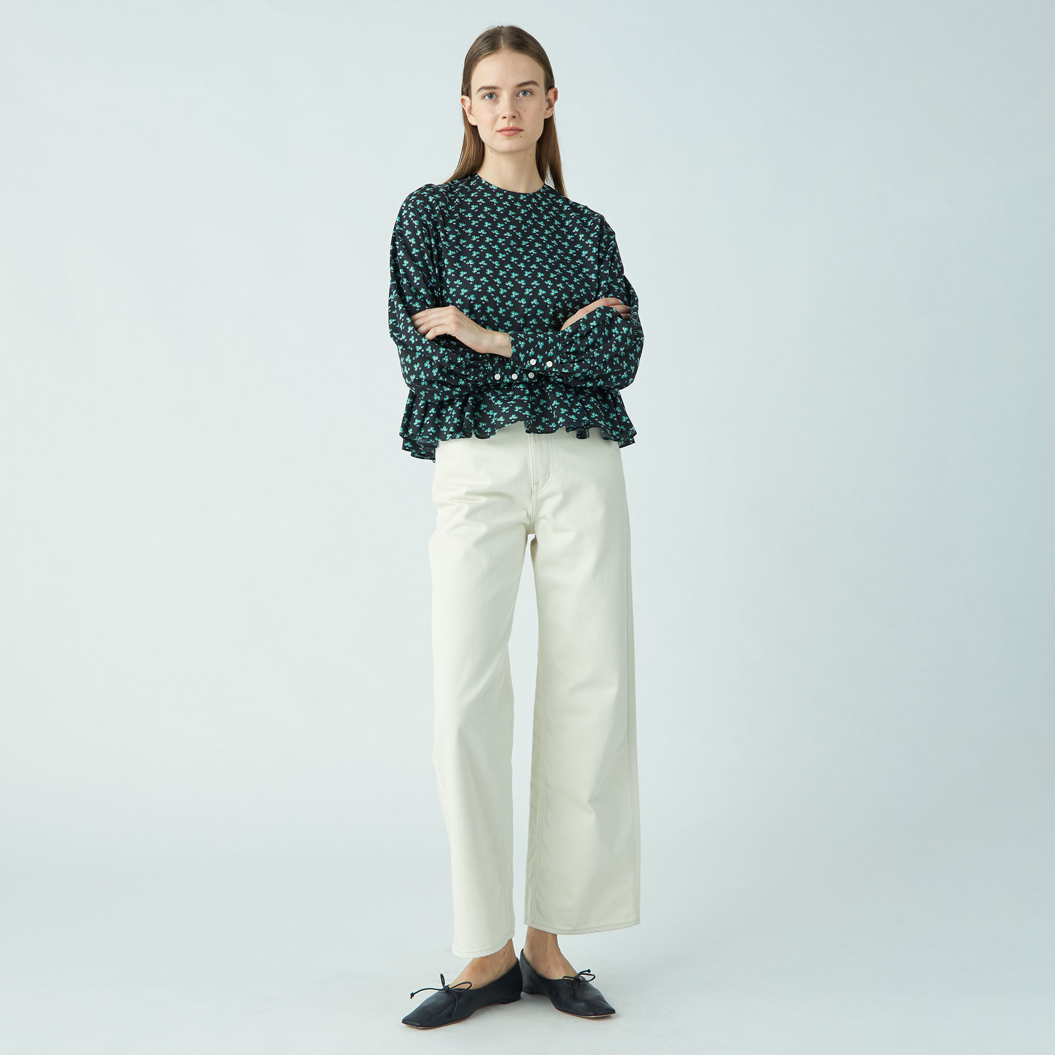 コットンプリント ペプラムブラウス｜トゥモローランド 公式通販