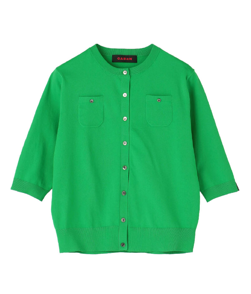 CABaN ファインポリエステル ハーフスリーブポケットカーディガン  