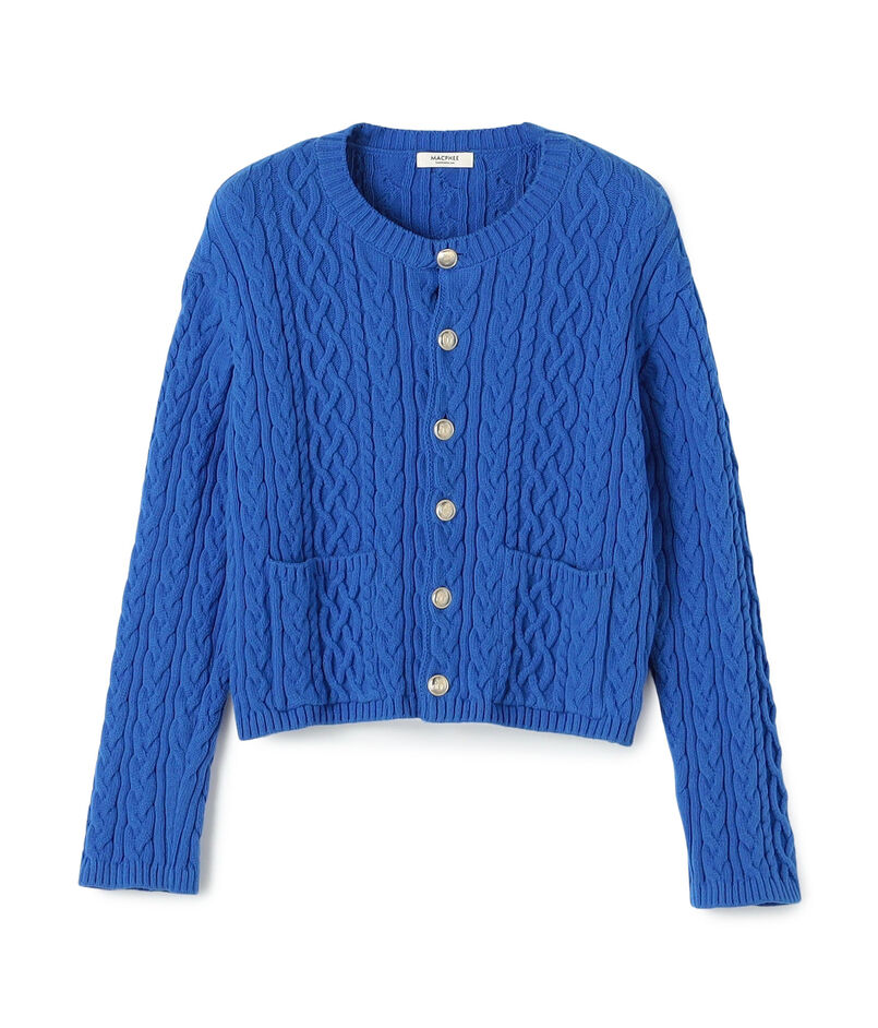 ハイブリットコットンケーブル クルーネックカーディガン