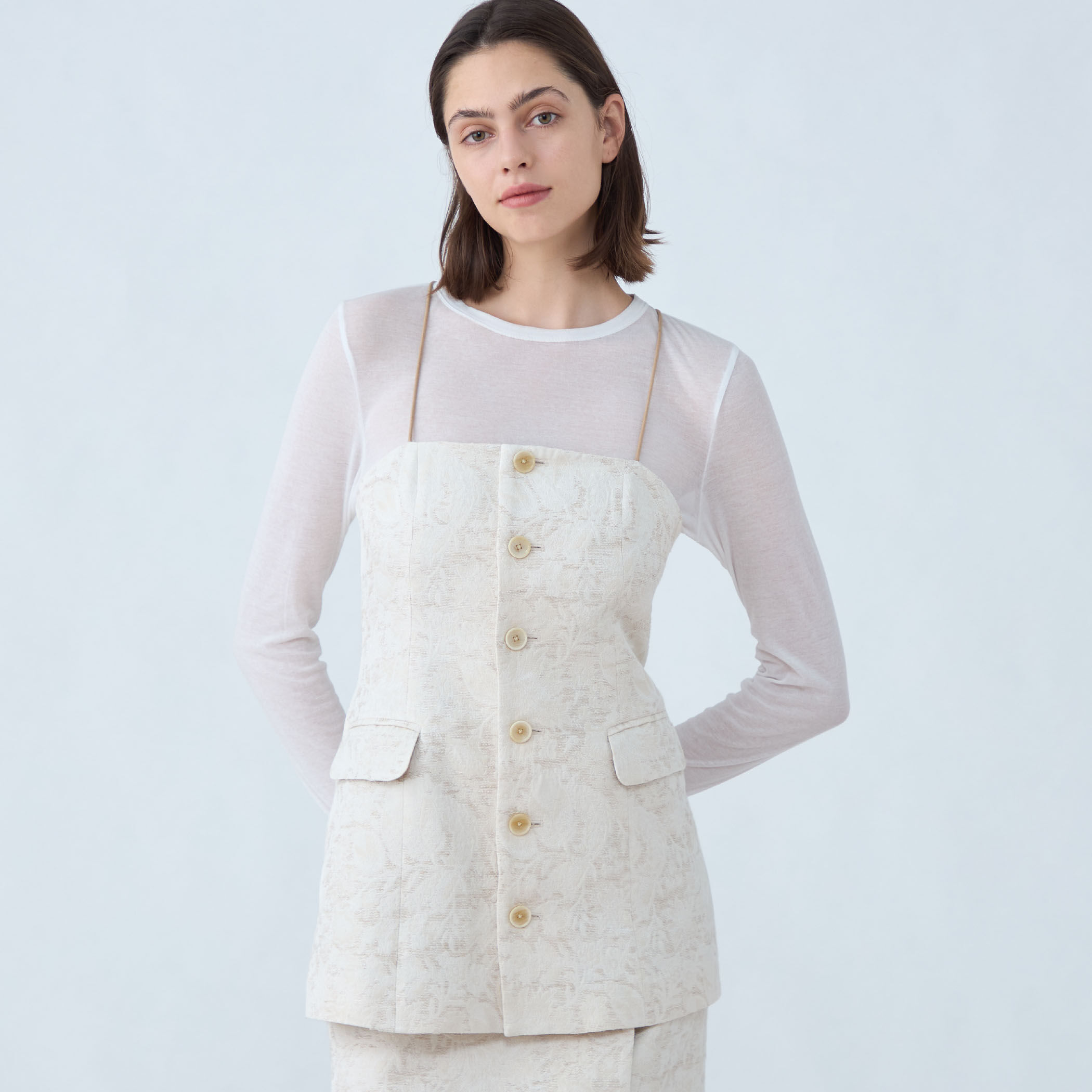 1度短時間着用　トゥモローランド　ボルジー　アルジダプリント 2-wayビスチェ ボタニカルジャカード ビスチェ｜トゥモローランド 公式通販