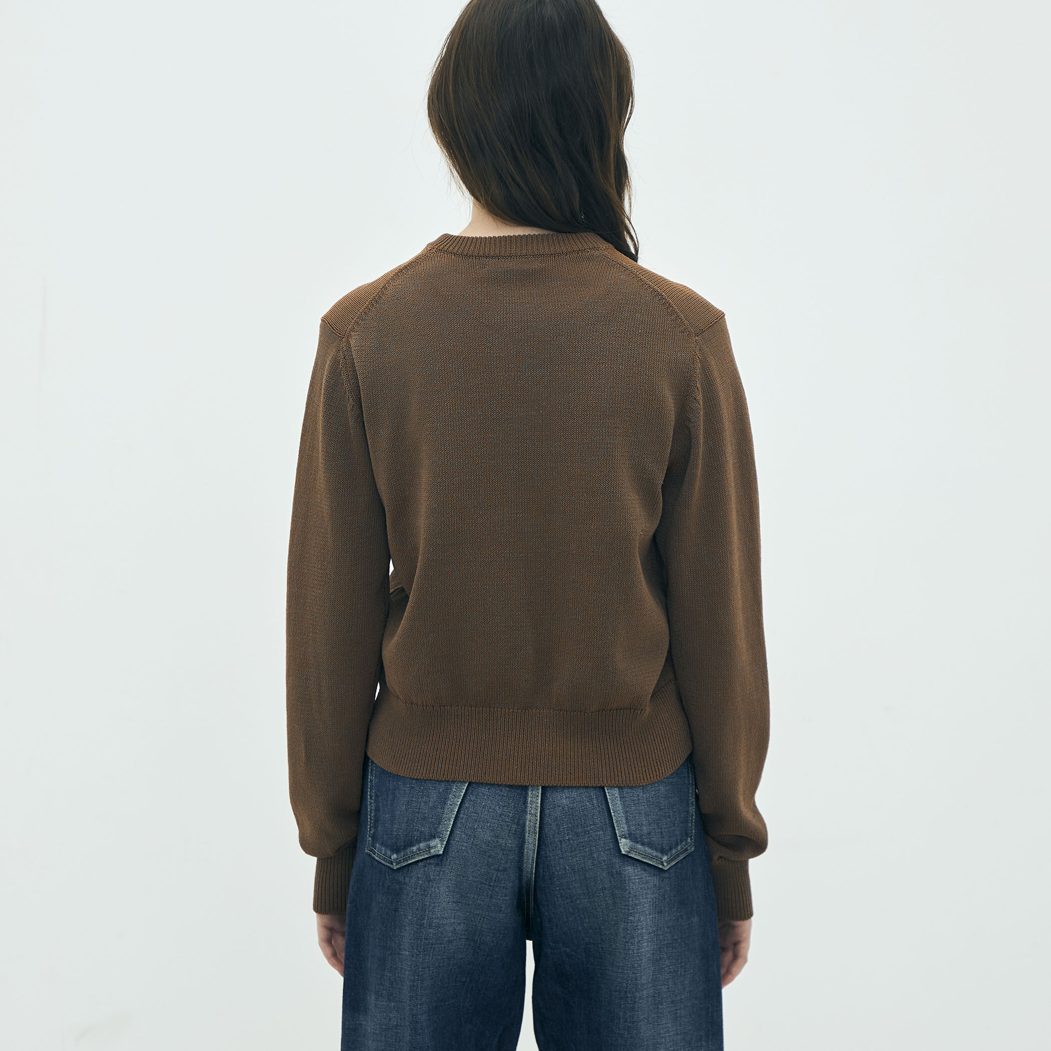 edition pourell コットンナイロン シャンブレーニットカーディガン