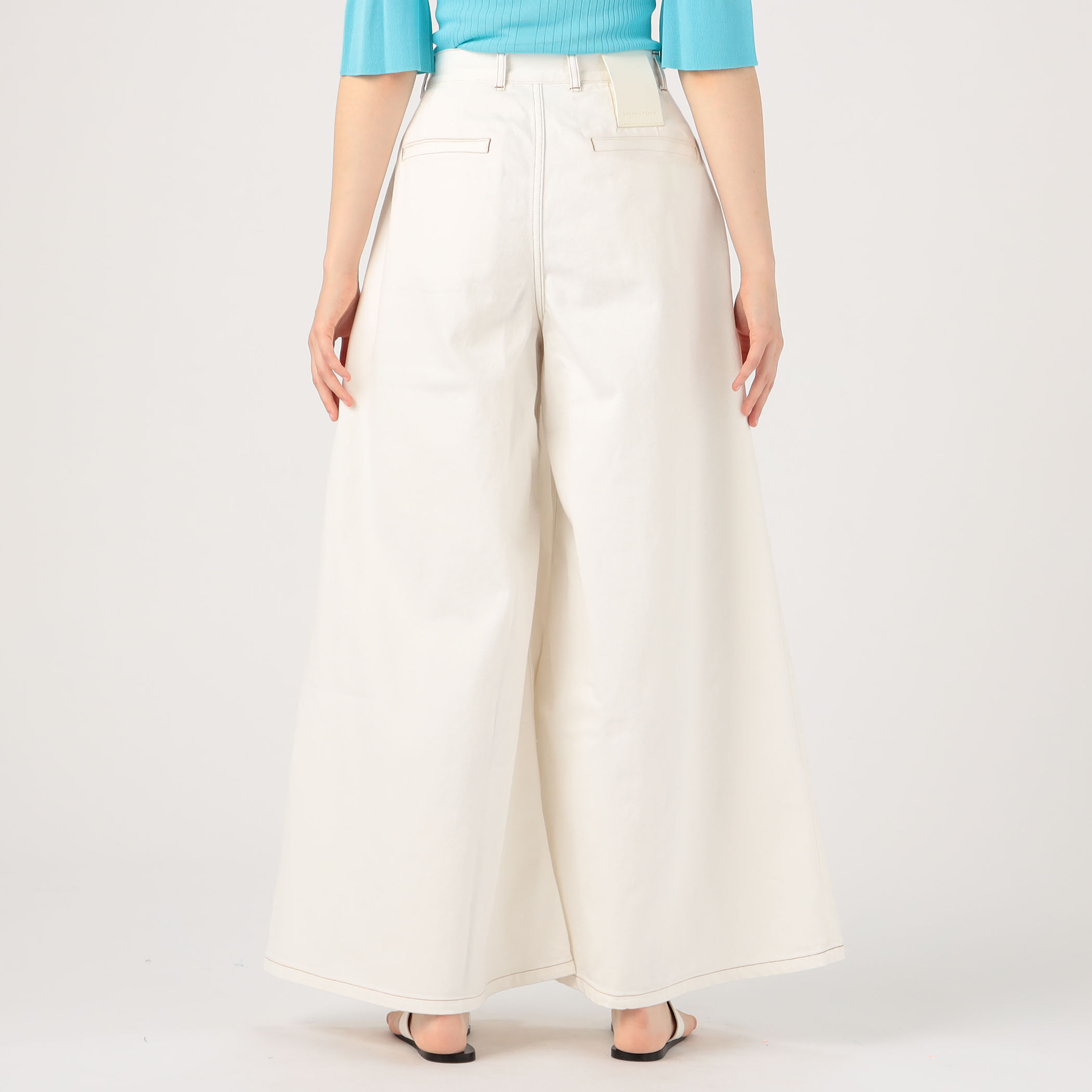 LIVINGTONE DOLK3 - Wide leg pants コットン ワイドパンツ