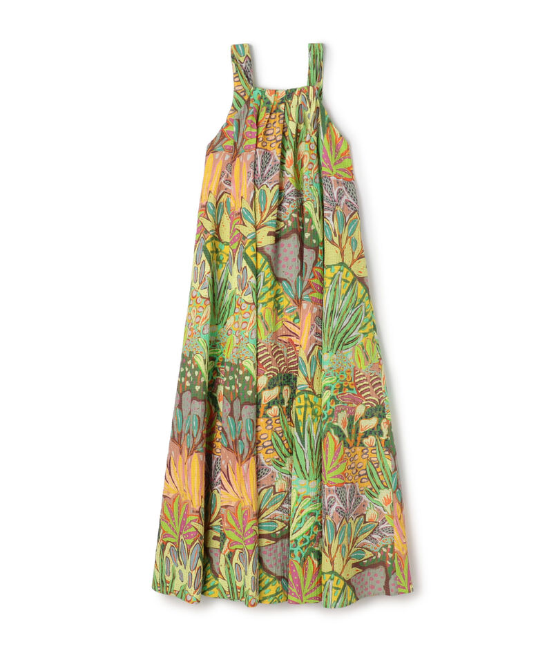 CABaN ガーデンプリント バックオープンロングワンピース  
