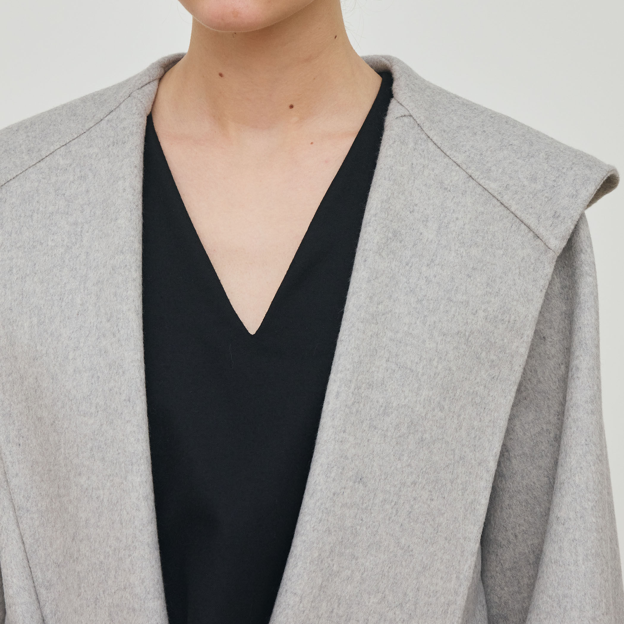 ダブルフェイスメルトンビーバー フーディーミディコート