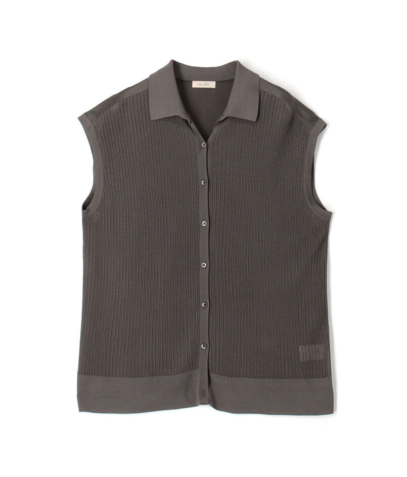 【WEB先行予約】 マットレーヨンシルクサテンコンビ フレンチスリーブシャツプルオーバー