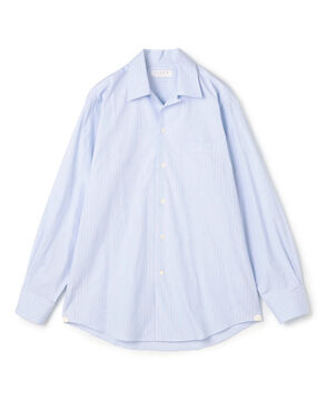 コットンストライプ オープンカラー ロングスリーブシャツ CANCLINI