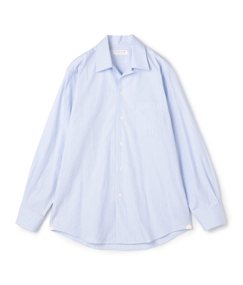 コットンストライプ オープンカラー ロングスリーブシャツ CANCLINI