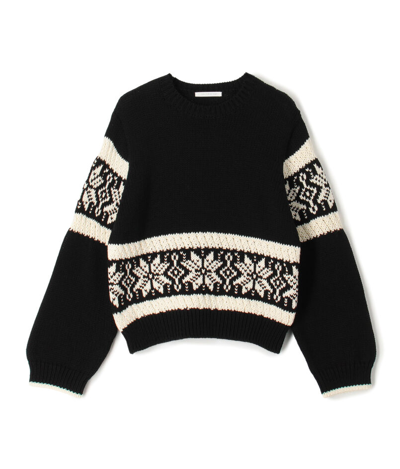 モノトーンジャカード クルーネックプルオーバー