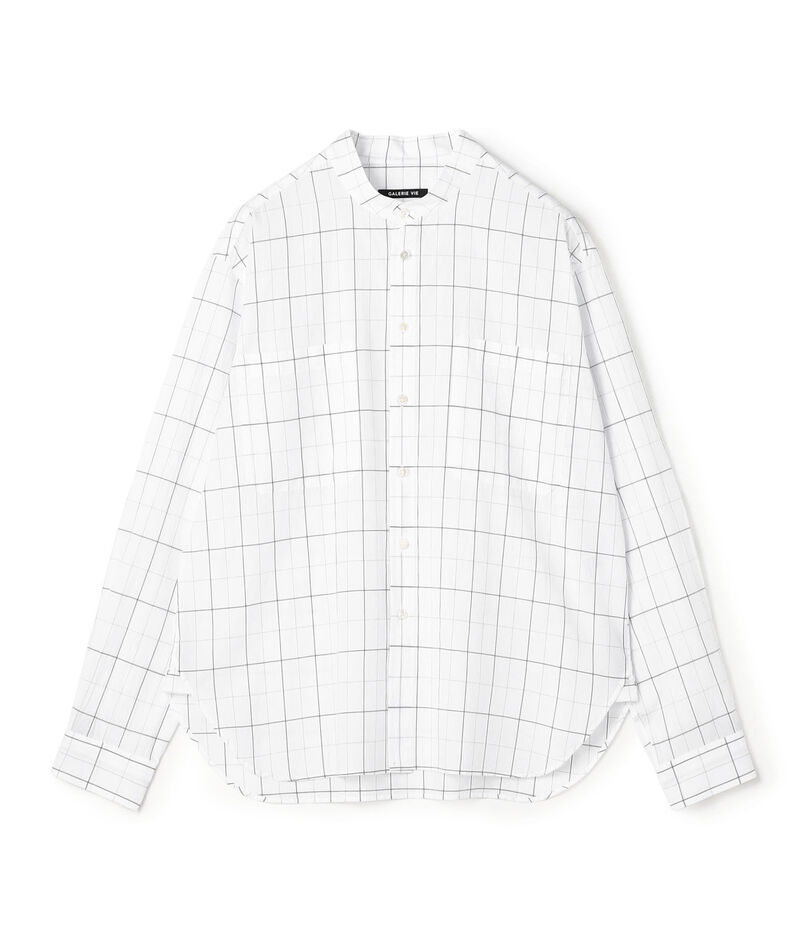 コットン バンドカラーシャツ