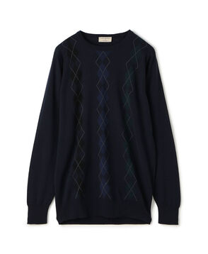 【別注】JOHN SMEDLEY ウール アーガイルクルーネック プルオーバーニット