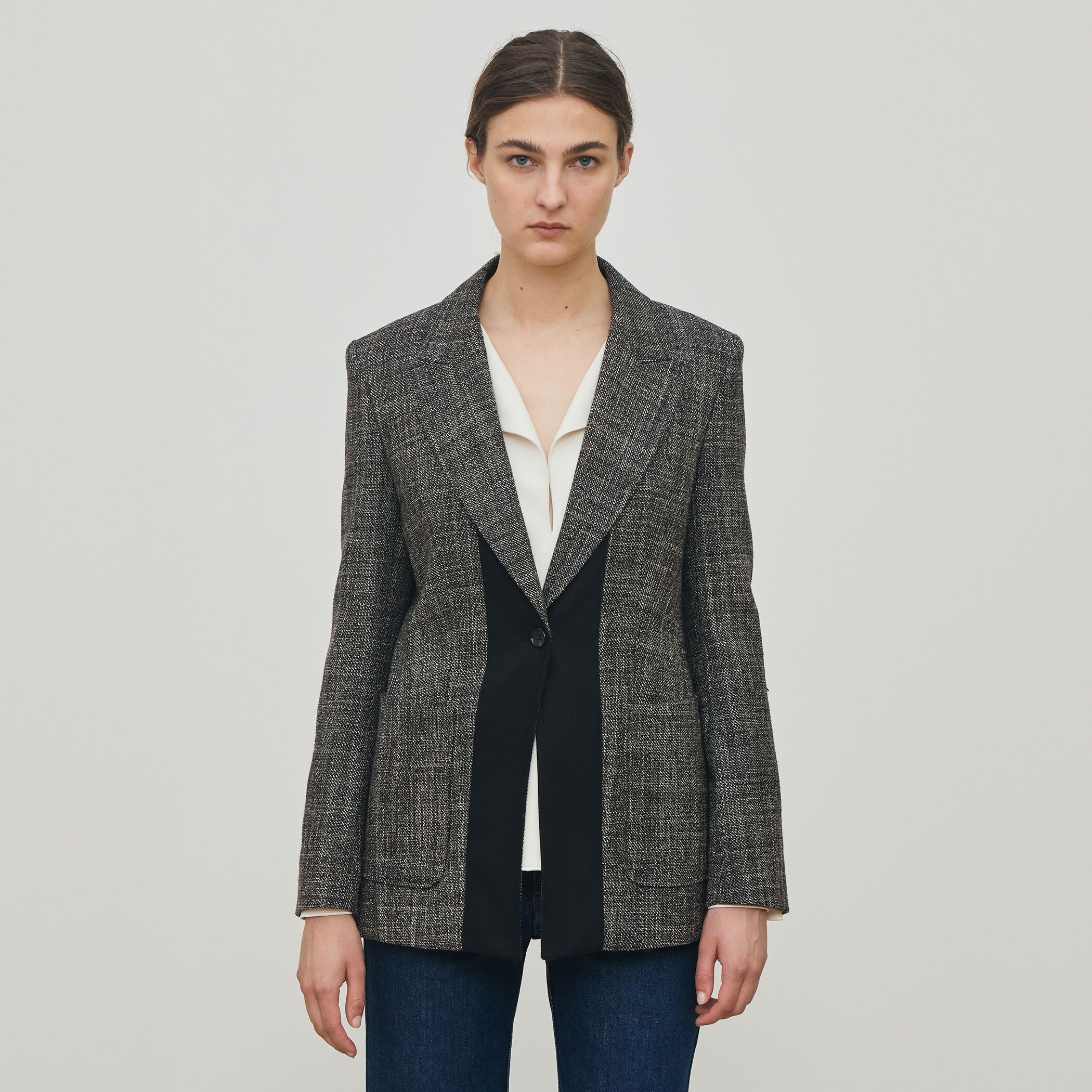 ウールリネンツイード バイカラージャケット｜トゥモローランド 公式通販