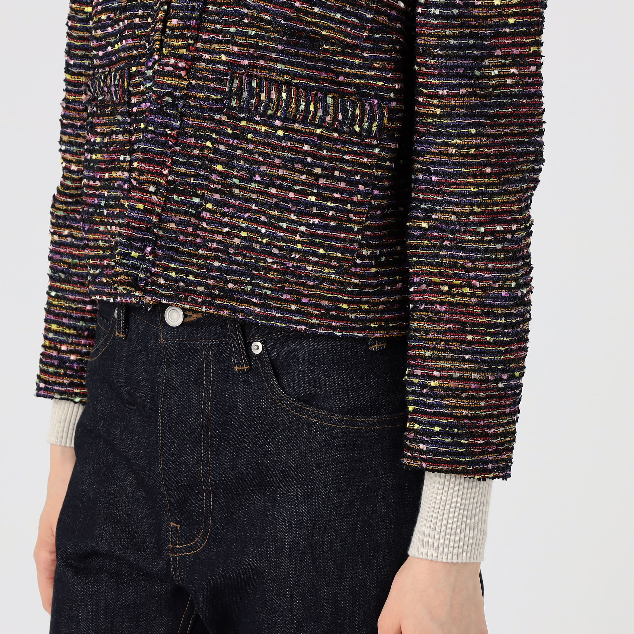 【美品】YANYAN KNITS フリンジツイードジャケット ニットジャケット | YANYAN (Women)/ヤンヤン | 三越伊勢丹