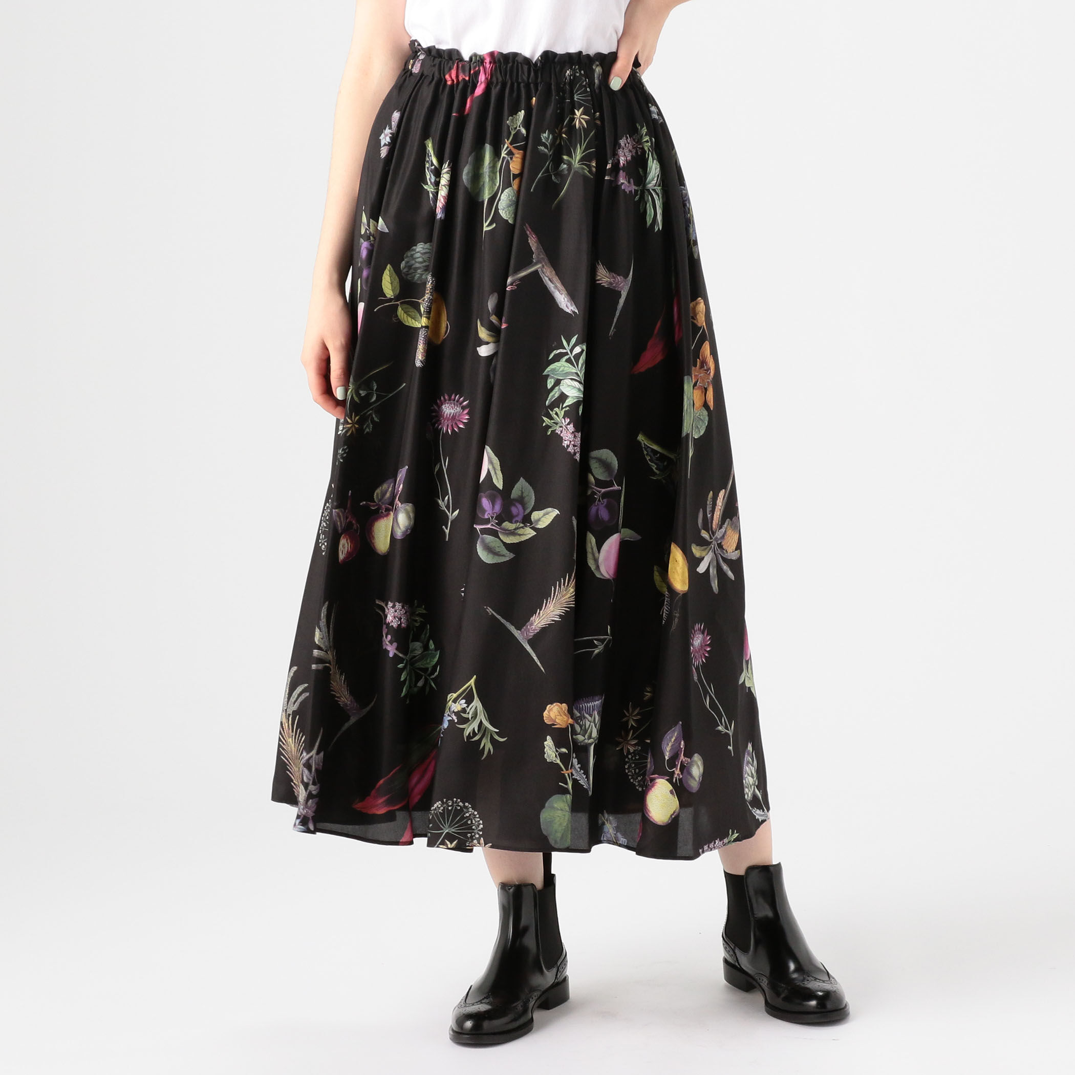 CABaN シルクネップストレッチ ロングスカート