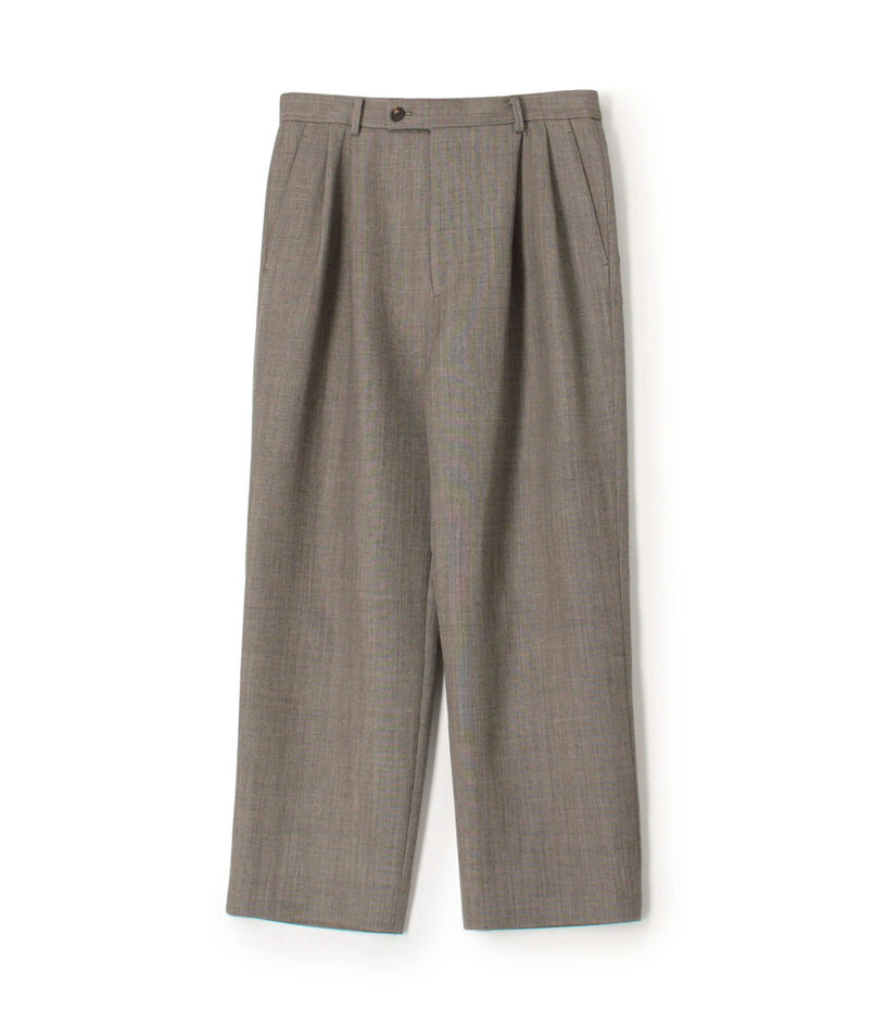 ウールダブルクロス 2タックワイドテーパードパンツ