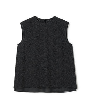 リーフフラワー レイヤードノースリーブブラウス