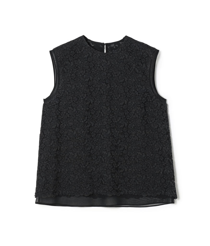 リーフフラワー レイヤードノースリーブブラウス