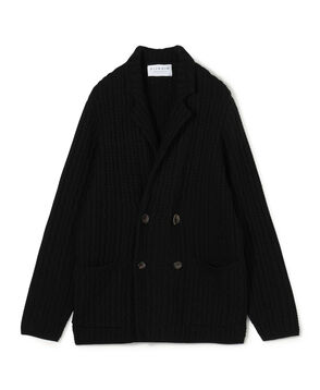 ウールケーブルニット ダブルブレスト4Bジャケット