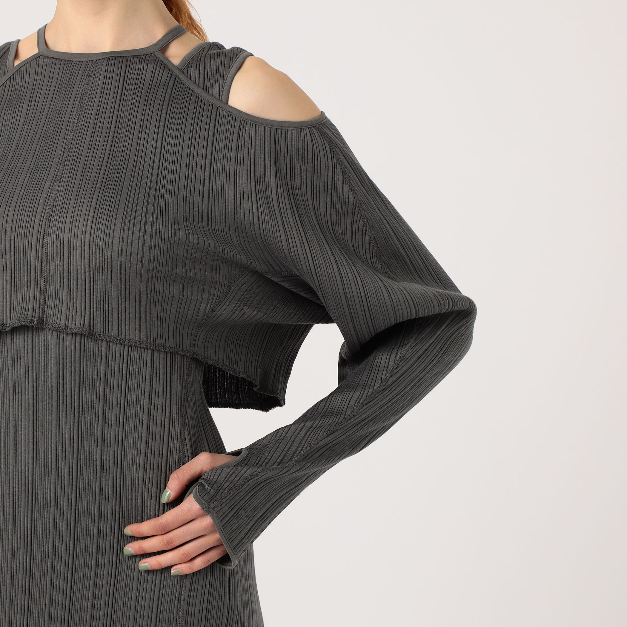 Mame Kurogouchi Random Ribbed Organic Cotton 2way Dress Mame Kurogouchi Random Ribbed Organic Cotton 2way Dress