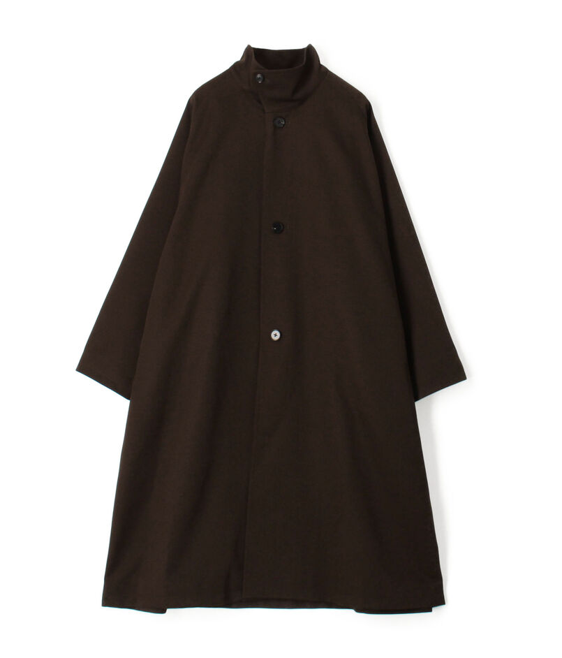 ウールギャバジン スタンドカラーコート