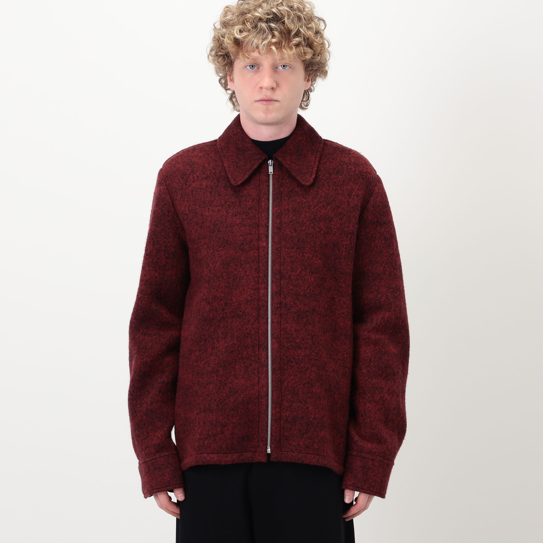 JIL SANDER FELTED WOOL MELANGE ジップアップシャツブルゾン
