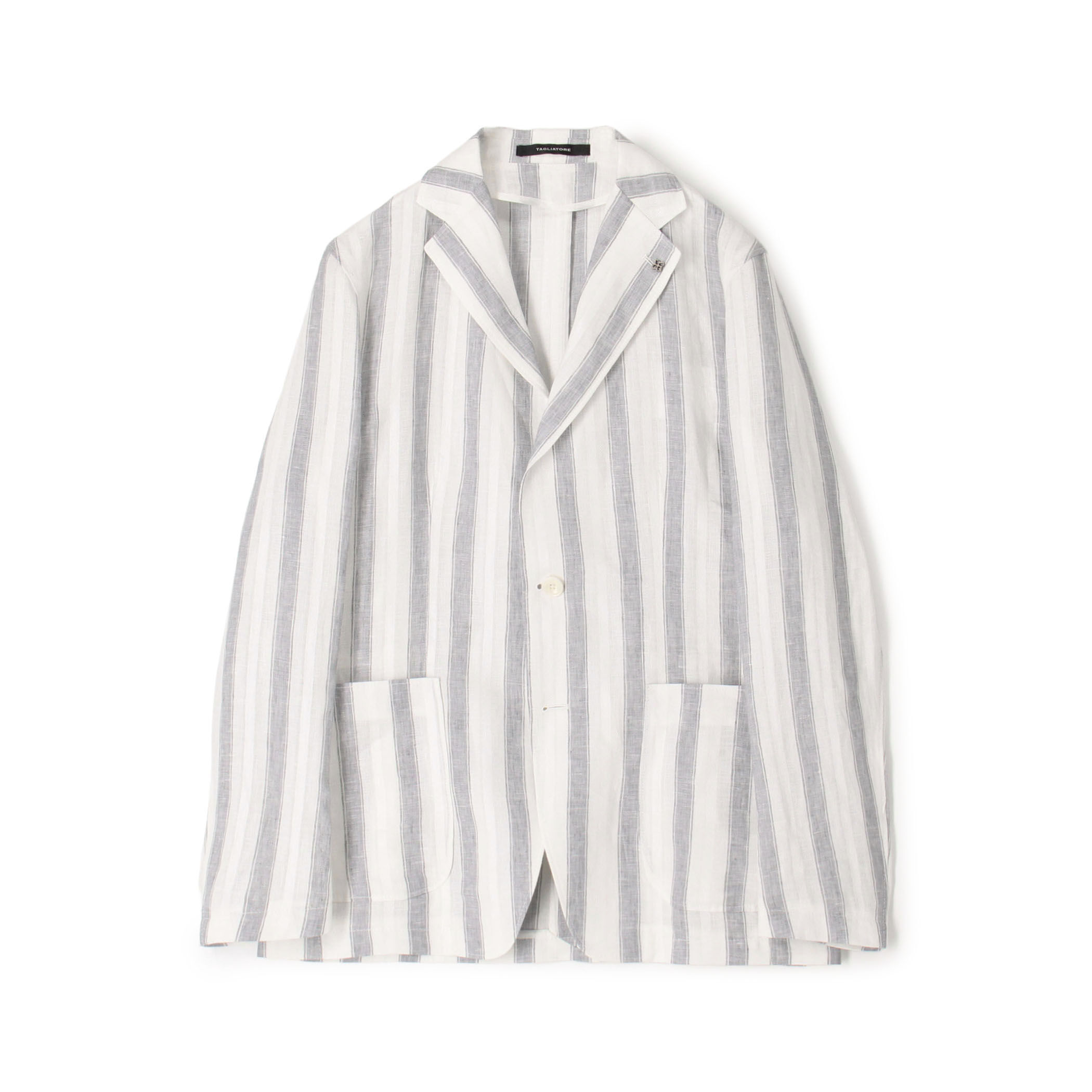 TAGLIATORE G-LIGHT12K ストライプリネン シングルブレステッド2B