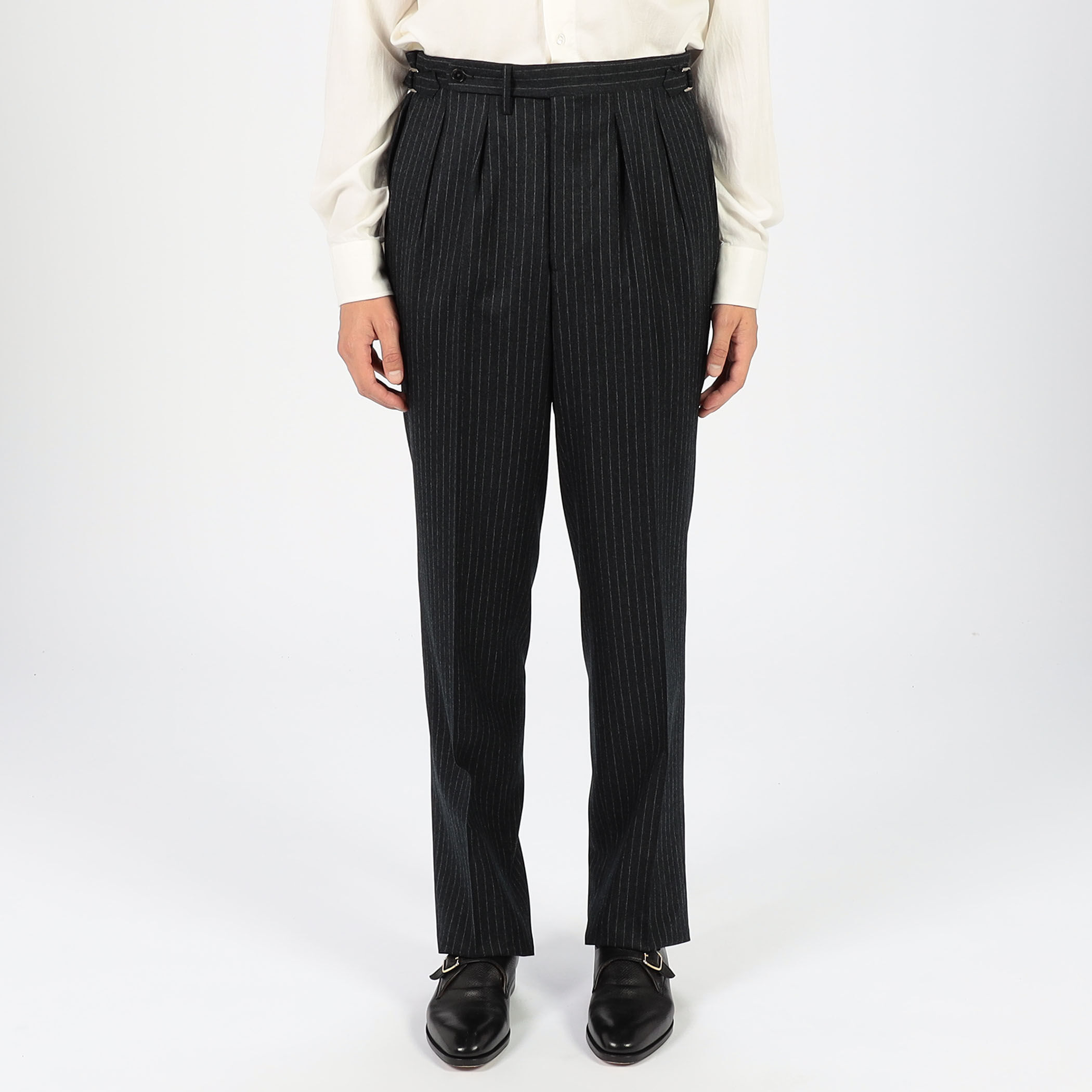 ウールフランネル サイドアジャスター 2Pスラックス V.B.CANONICO