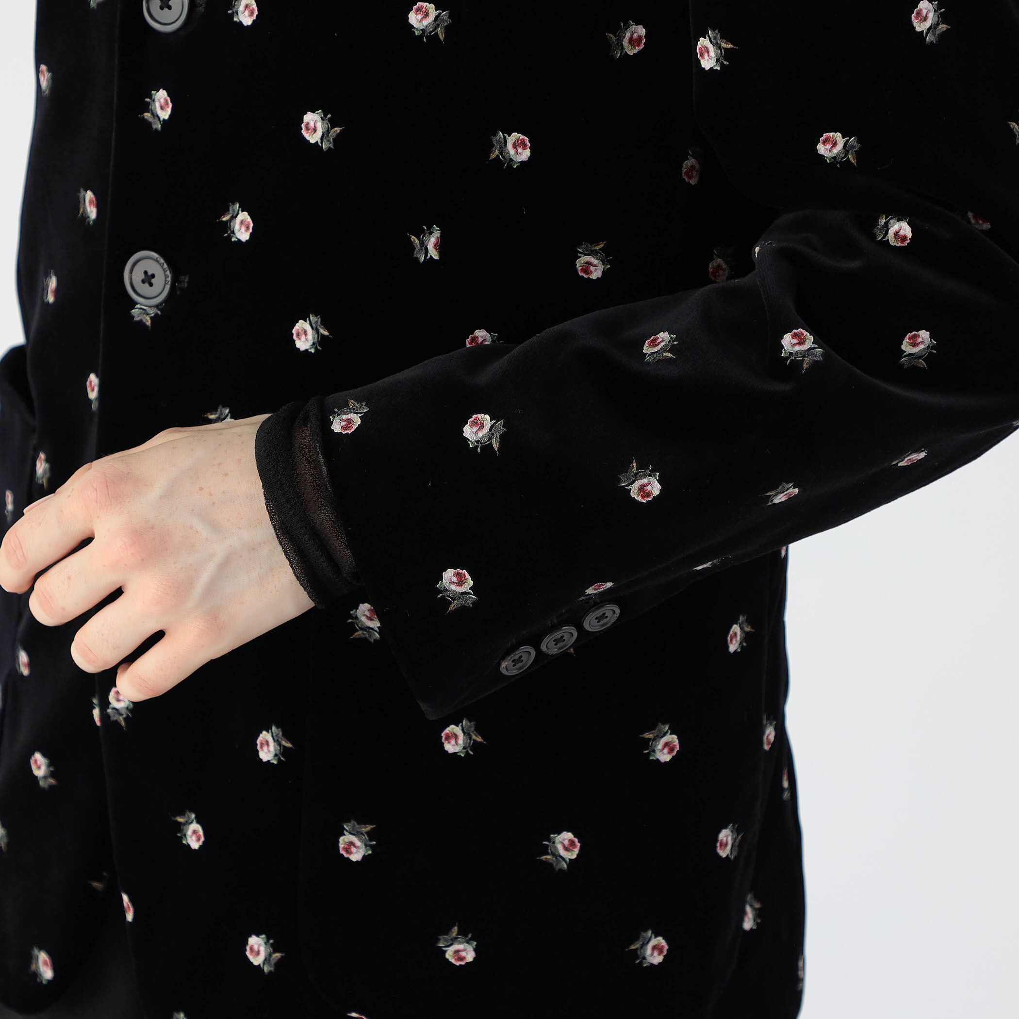 CABaN ベロアローズプリント テーラードジャケット