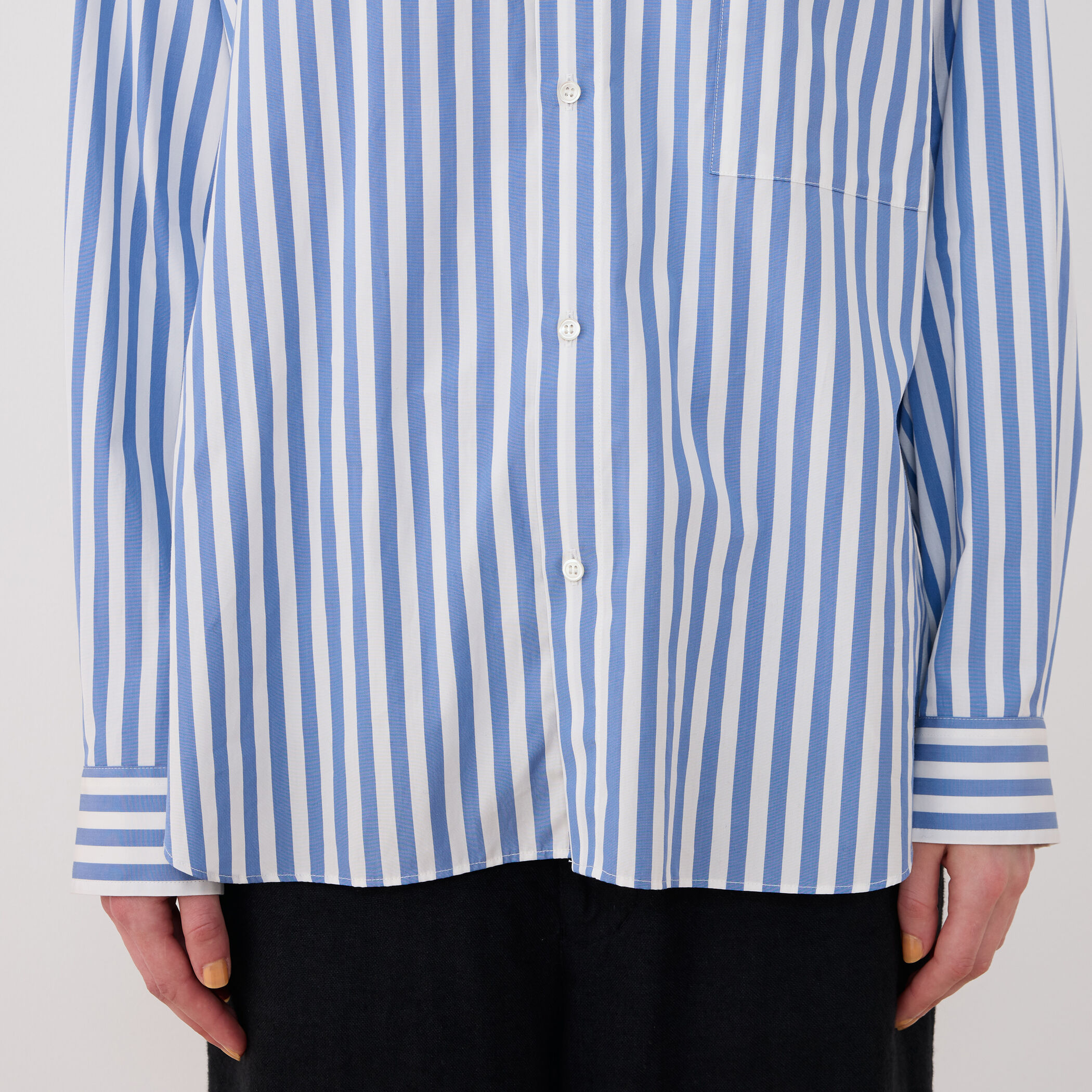 ツイストコットンストライプ メンズライクシャツ