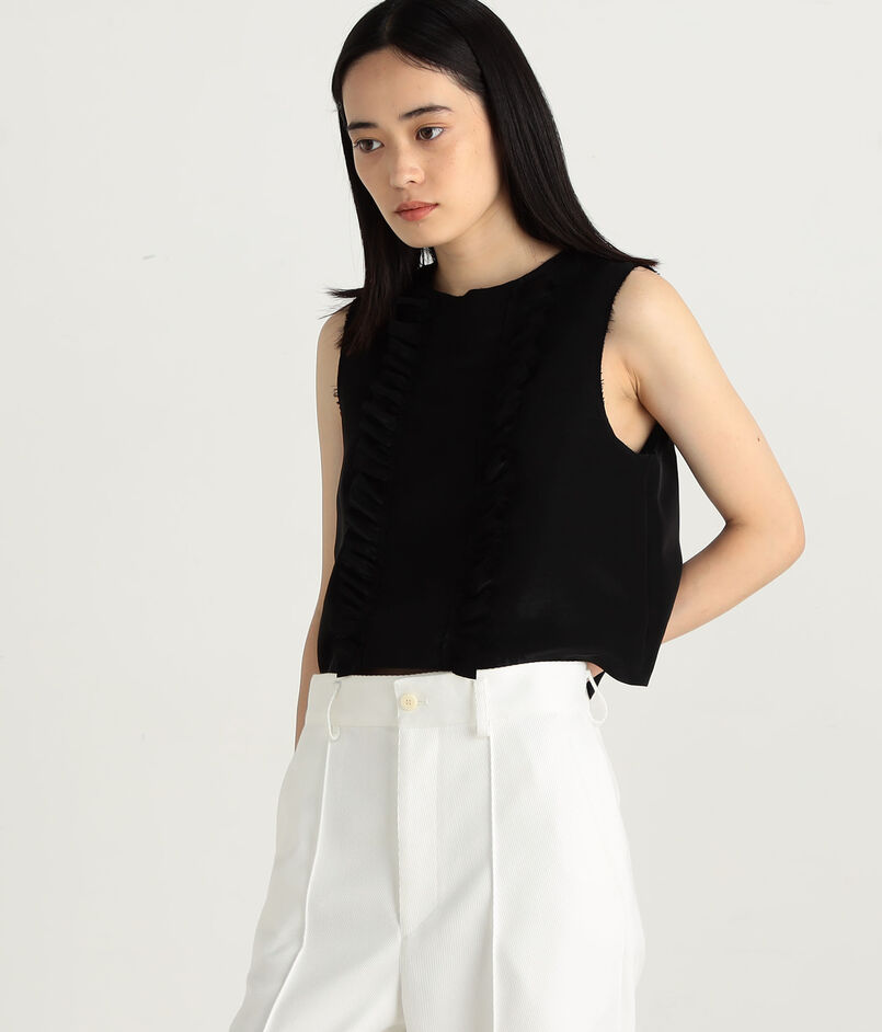フリルノースリーブトップス blck freesize
