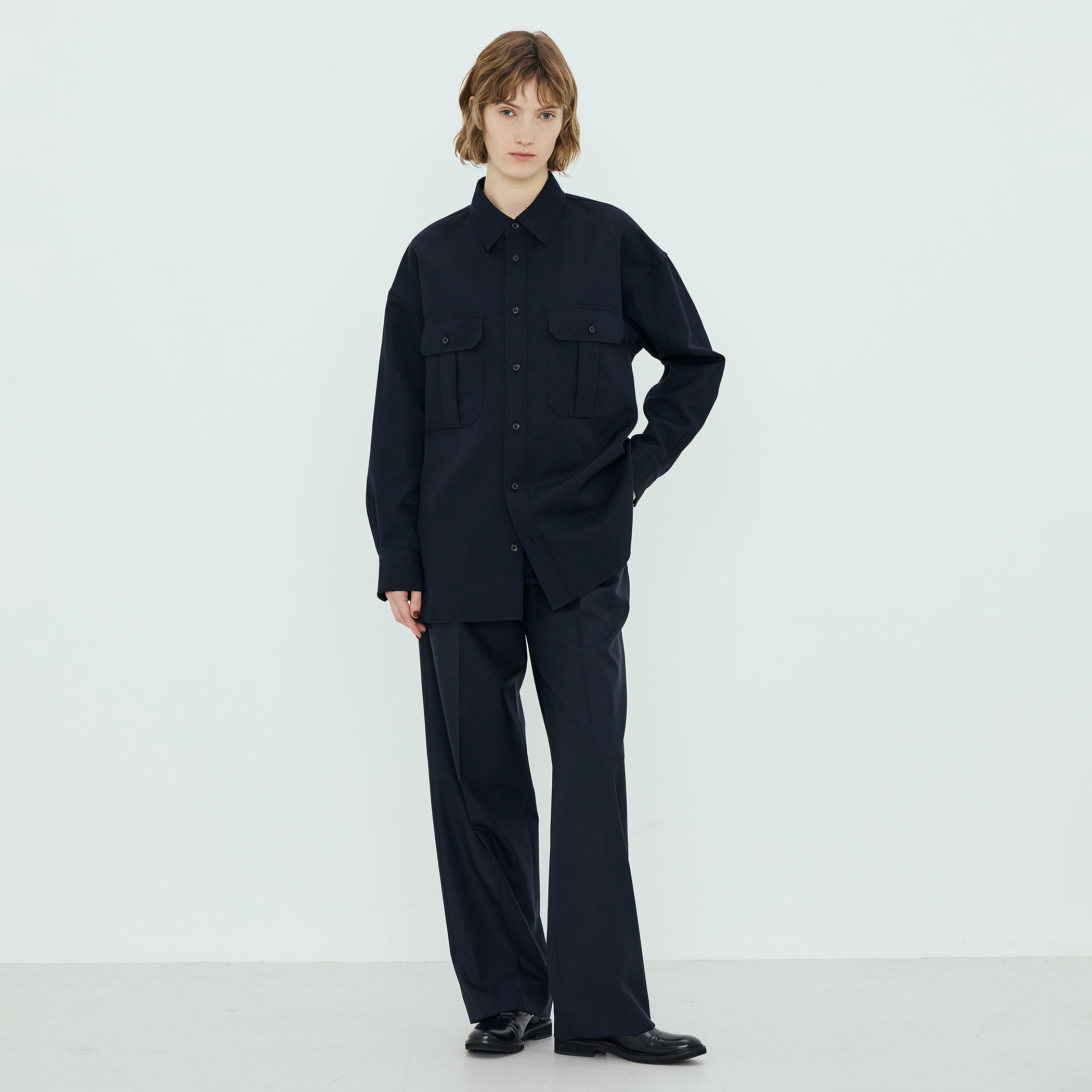 ウールリネンツイル オーバーサイズシャツ｜トゥモローランド 公式通販