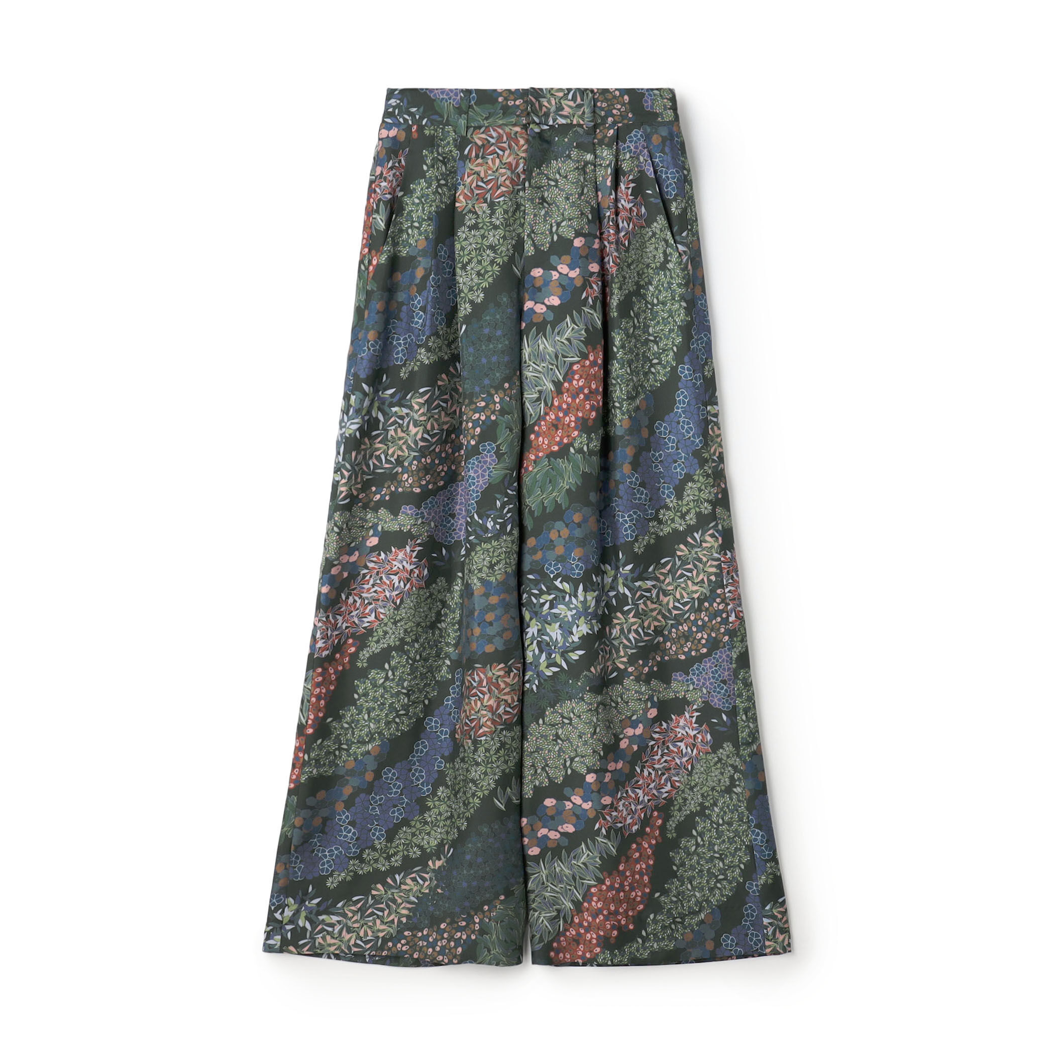 シルクツイル FLOWER RIVERプリント 2タックワイドパンツ
