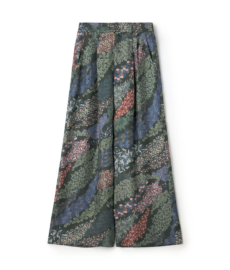シルクツイル FLOWER RIVERプリント 2タックワイドパンツ
