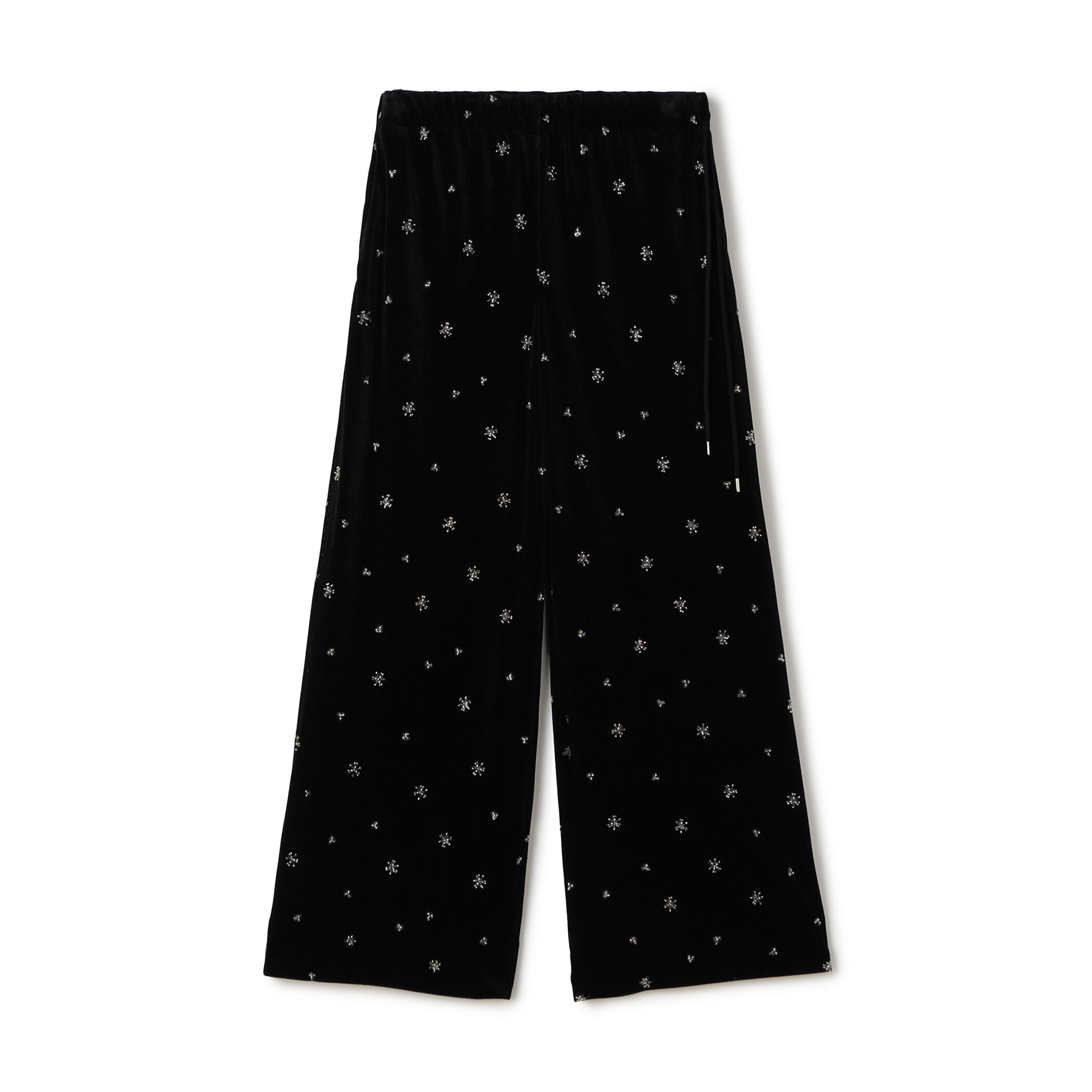 メッシュベロアエンブロイダリー サイドドロストパンツ