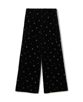 メッシュベロアエンブロイダリー サイドドロストパンツ