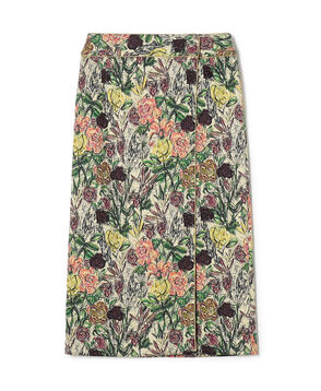 ビンテージフラワージャカード パイピングストレートスカート