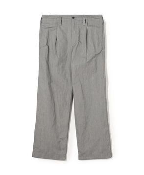 コットンリネンキュプラ 1プリーツワイドストレート バレルパンツ