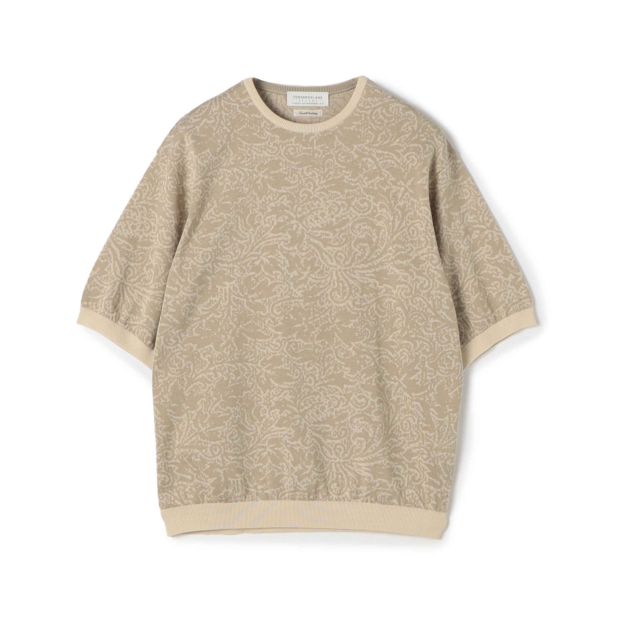 新品未使用タグ付き　トゥモローランド　トリコ　ベージュ リブ編みニットセーター TOMORROWLAND Tricot ウールカシミヤ メランジニット Vネックプル