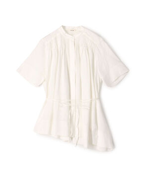 シルクリネンクロス アシンメトリーヘムブラウス