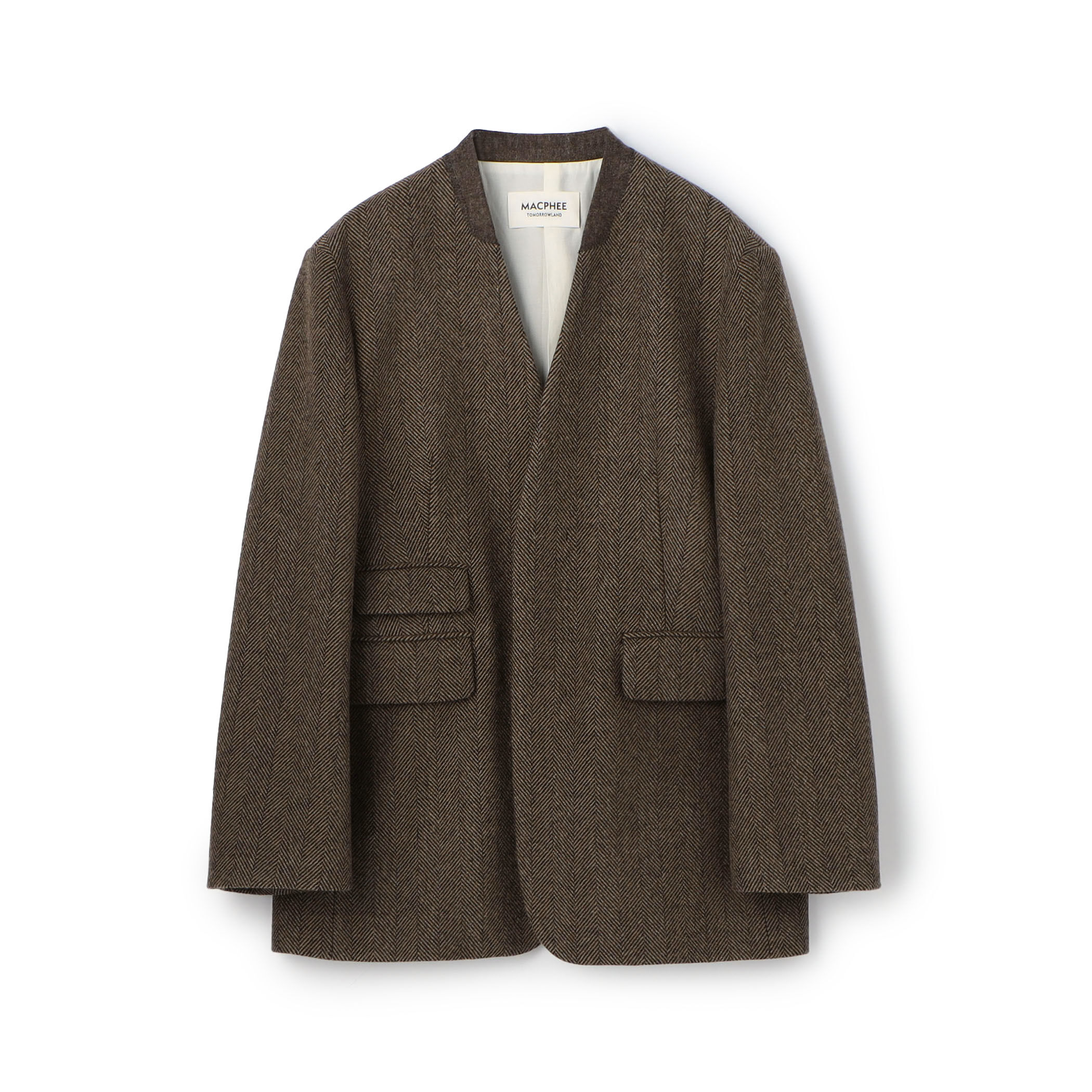 アルパカヘリンボーン カラーレスジャケット｜トゥモローランド 公式通販