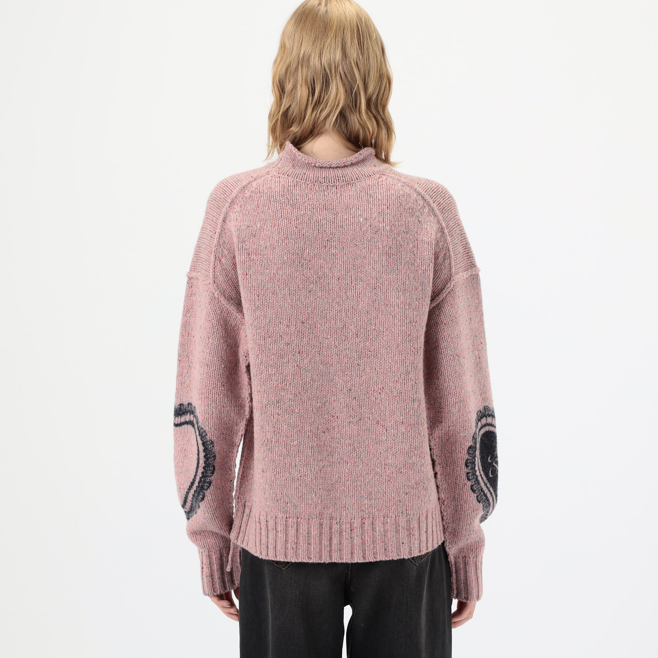 Acne Studios ピンクハートプリントセーター Acne Studios ハートプリント チャンキーニット セーター