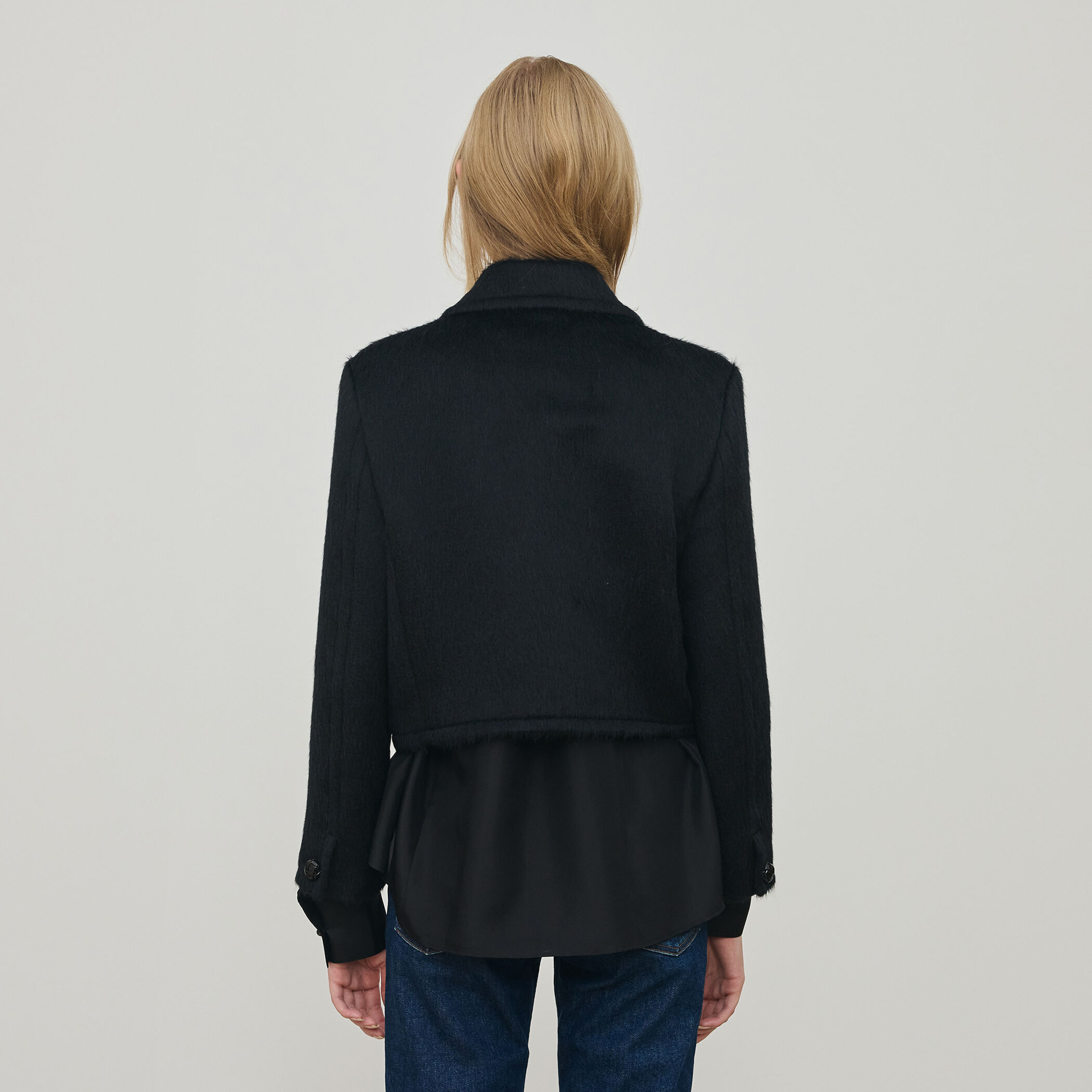 スーリーアルパカブラックシャギー ショートジャケット