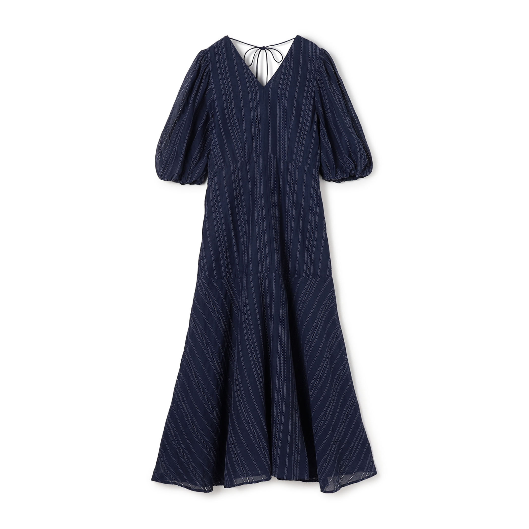 ne Quittez pas Cotton Organza Ladder Cifre Flare ドレス