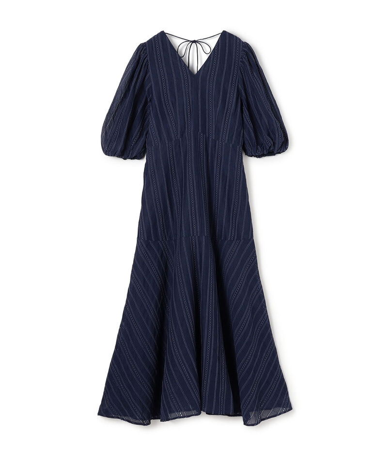 ne Quittez pas Cotton Organza Ladder Cifre Flare ドレス