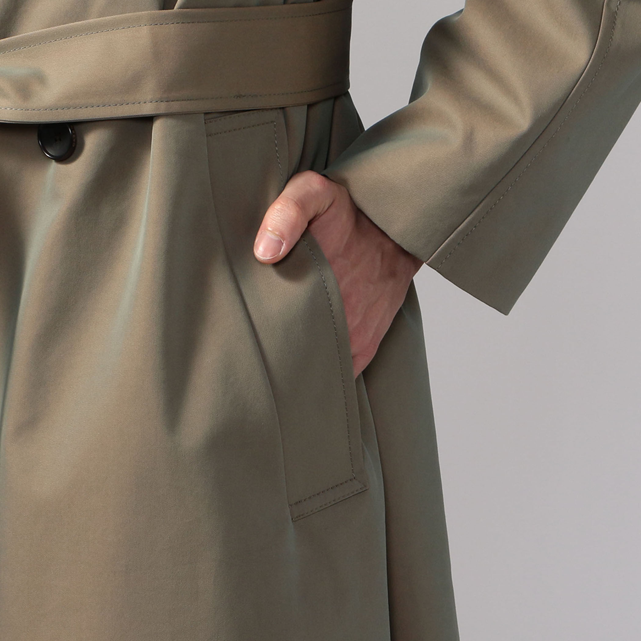 CABaN コットンポリエステルシャンブレー オーバーサイズトレンチ