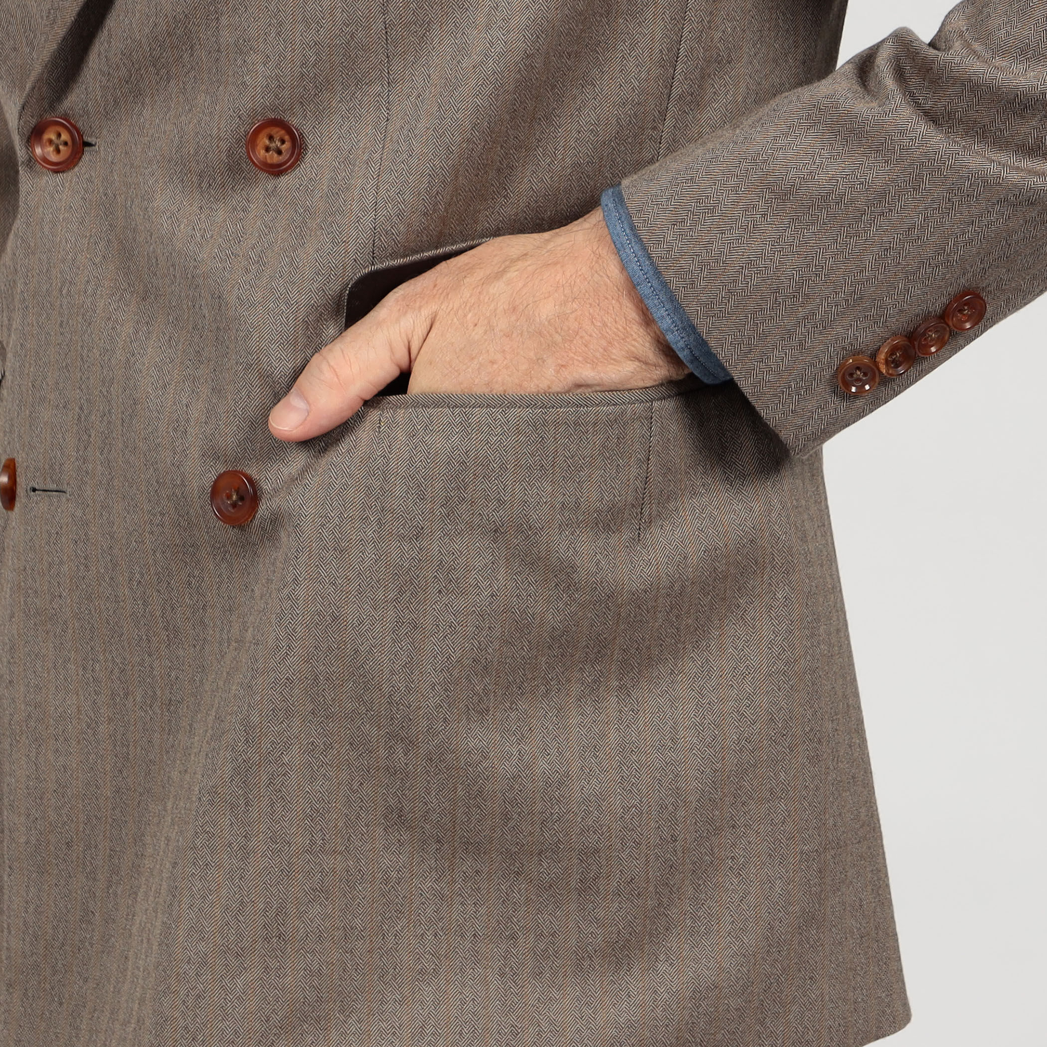 ウールヘリンボーン ダブルブレステッド6Bジャケット