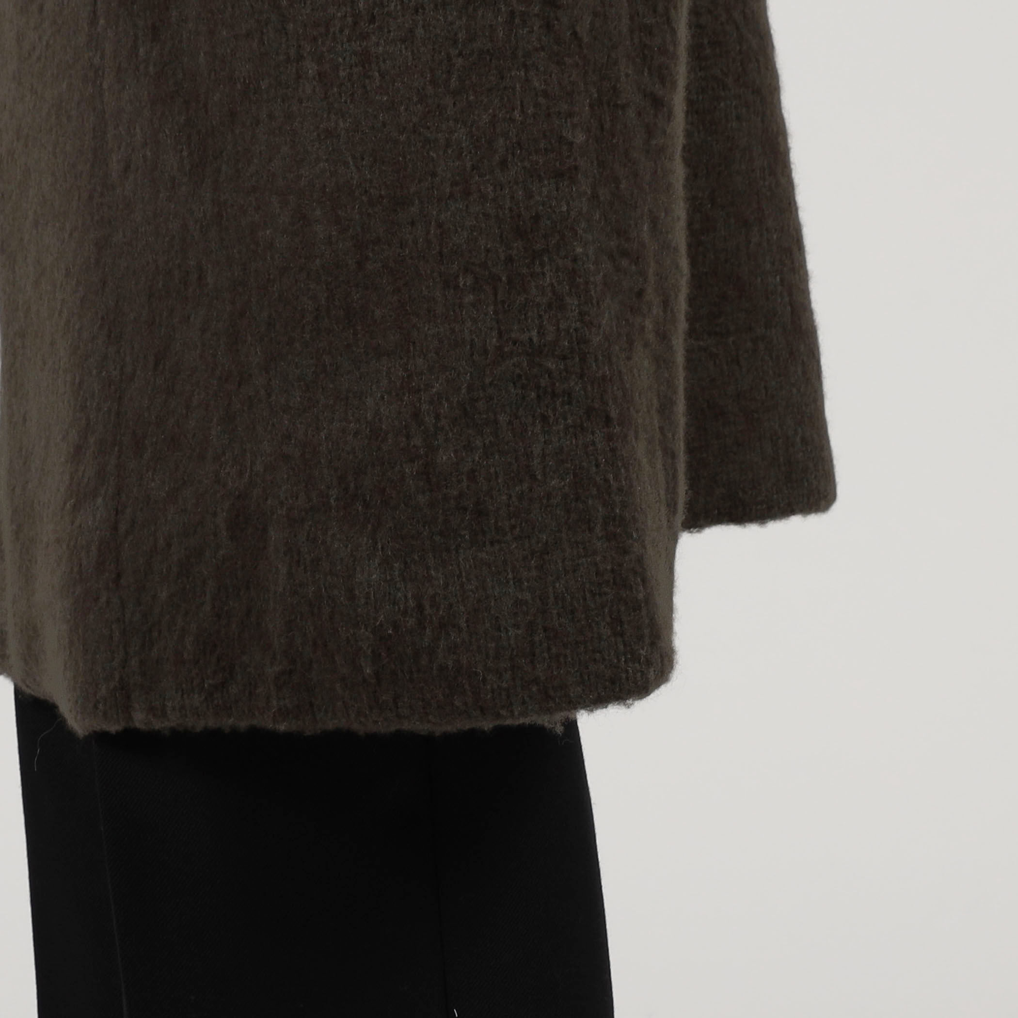ウール カシミヤ シルク フーデット ダブルブレスト ニットコート
