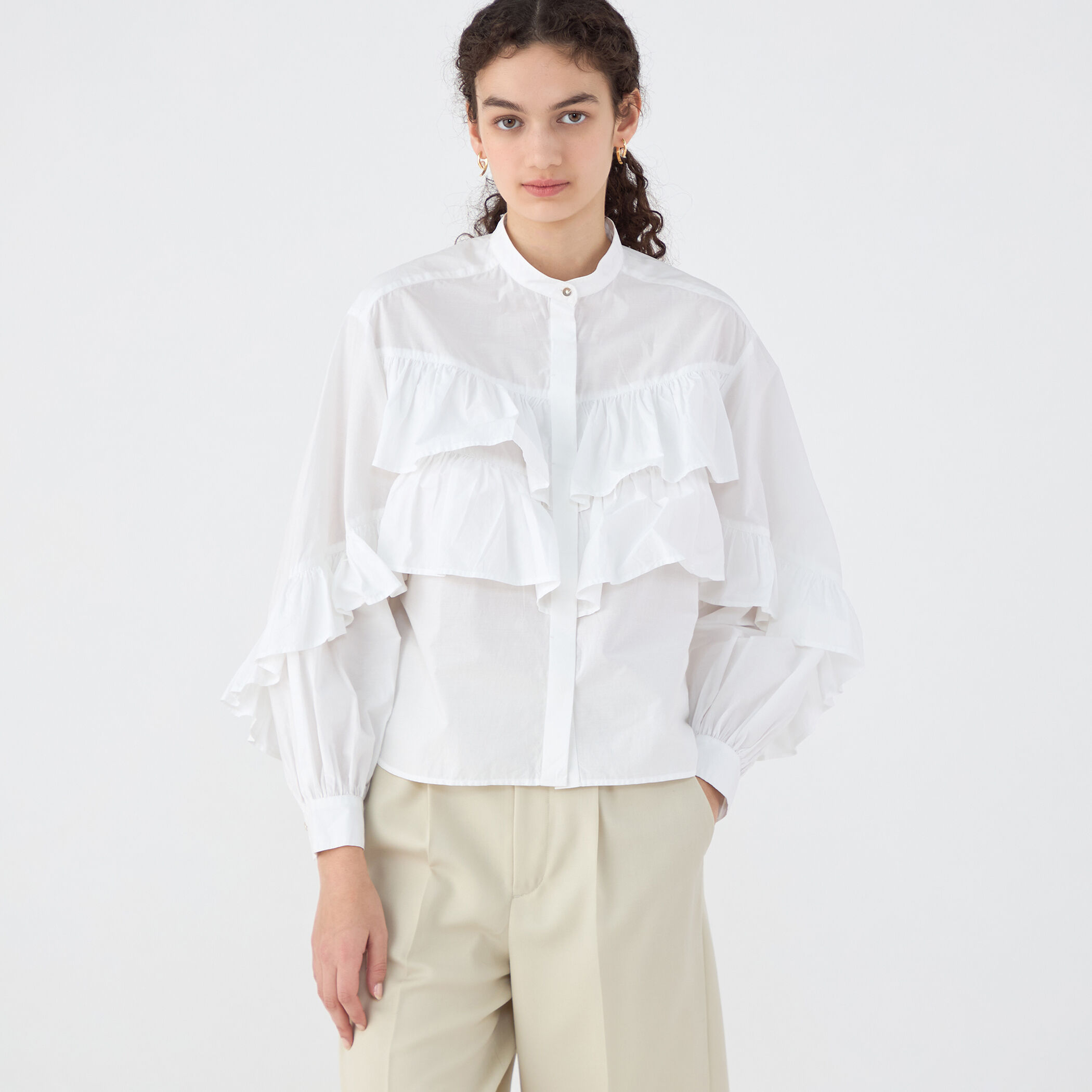 別注】ne Quittez pas BLACK TIERED FRILLED コットンシャツ